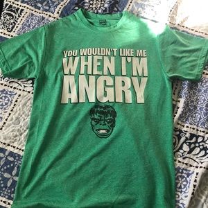 “You wouldn’t like me when I’m angry” hulk shirt.